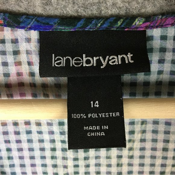 Lane Bryant Top 14 Blouse Floral Ruffle Scoop Neck Sleeveless Tan Career Casual - Picture 6 of 13